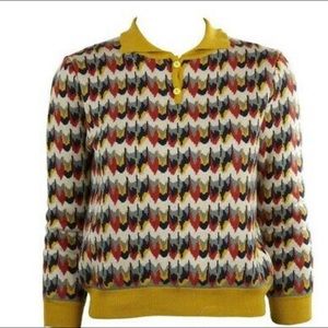 PALAVA Women's 'KNITTED MARBLED FEATHERS' Mustard Multi TOP SWEATER